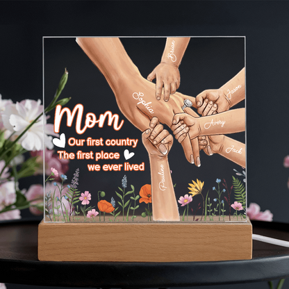 Mom Our First Country Custom Acrylic Keepsake Light