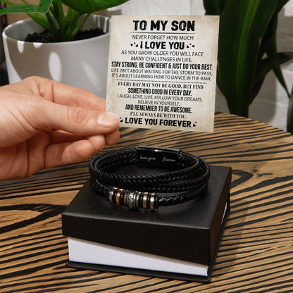 As You Grow Older | To My Son Leather Bracelet