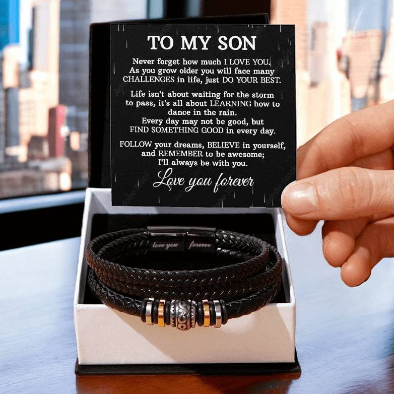 Dance In The Rain - To My Son Leather Bracelet