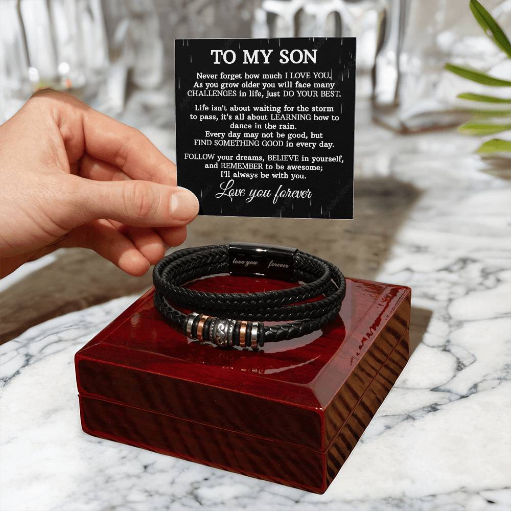 Dance In The Rain - To My Son Leather Bracelet