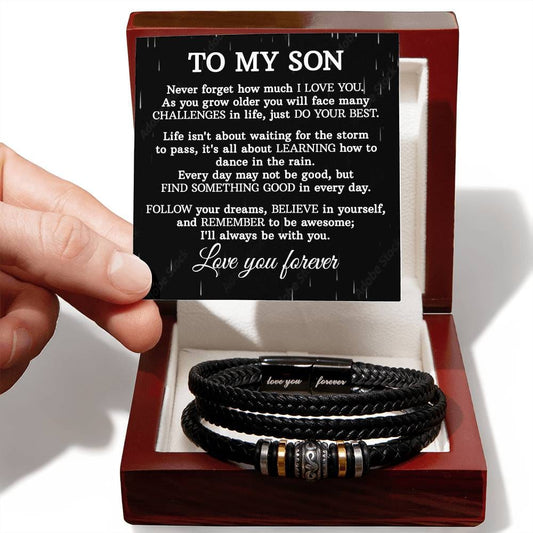 Dance In The Rain - To My Son Leather Bracelet