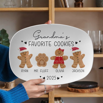 Personalized Grandma Mom Favorite Cookies Christmas Plate
