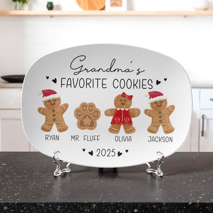 Personalized Grandma Mom Favorite Cookies Christmas Plate