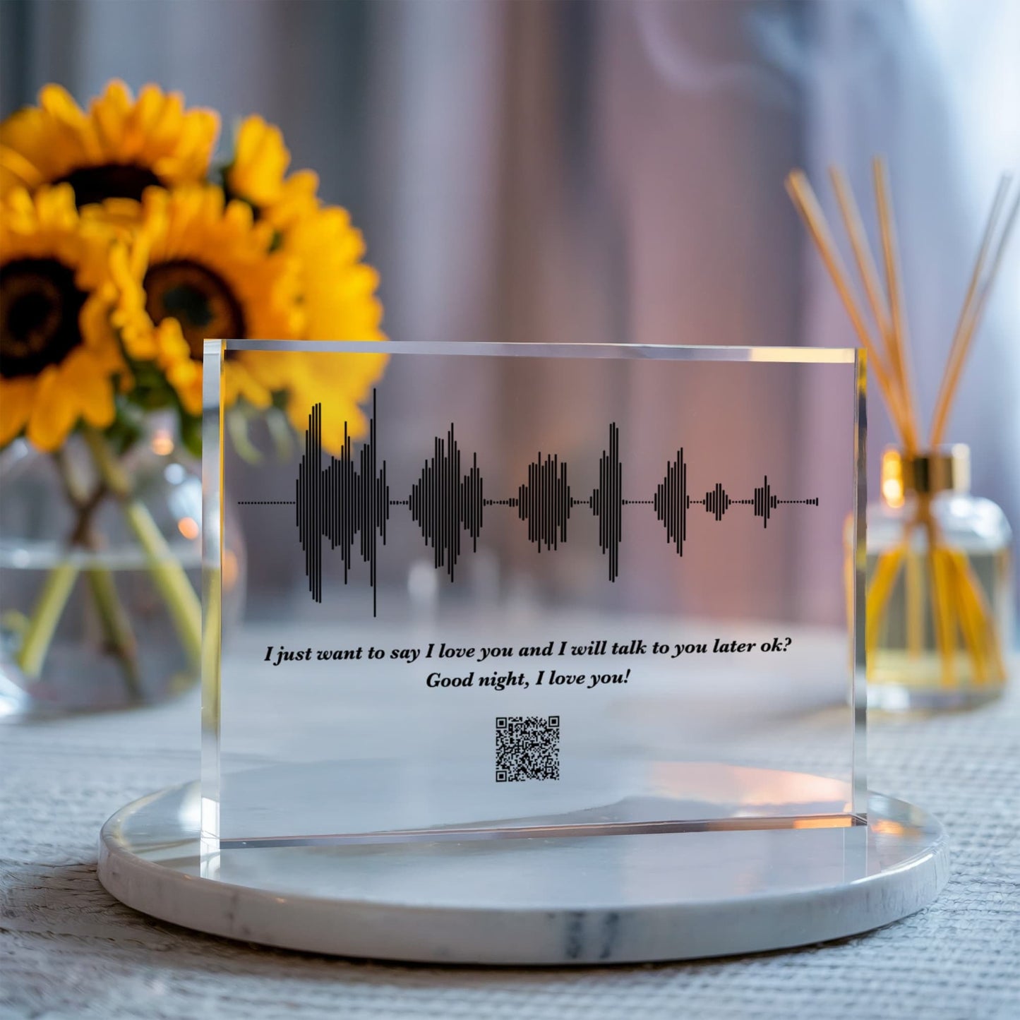 Custom Acrylic Block Sound Wave Art with Playable QR Code