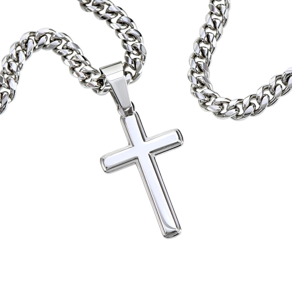 Never Have To Carry It Alone | To My Son Cross Cuban Necklace