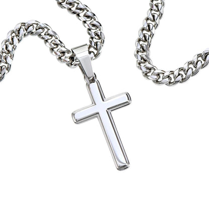 Never Have To Carry It Alone | To My Son Cross Cuban Necklace
