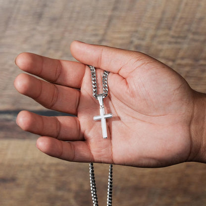 Never Have To Carry It Alone | To My Son Cross Cuban Necklace