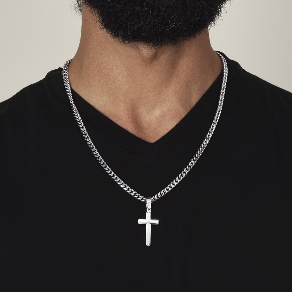 Never Have To Carry It Alone | To My Son Cross Cuban Necklace