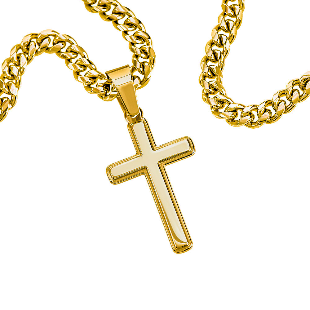 Never Have To Carry It Alone | To My Son Cross Cuban Necklace