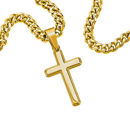 Never Have To Carry It Alone | To My Son Cross Cuban Necklace