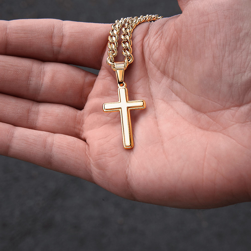 Never Have To Carry It Alone | To My Son Cross Cuban Necklace
