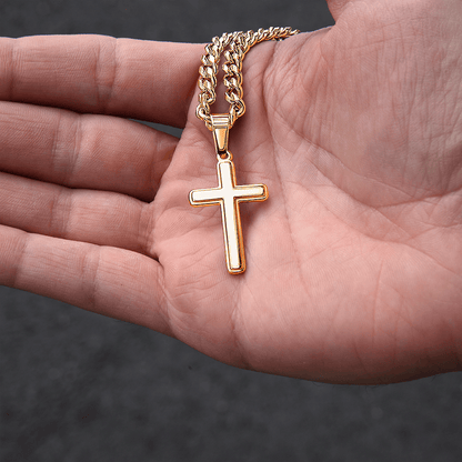 Never Have To Carry It Alone | To My Son Cross Cuban Necklace