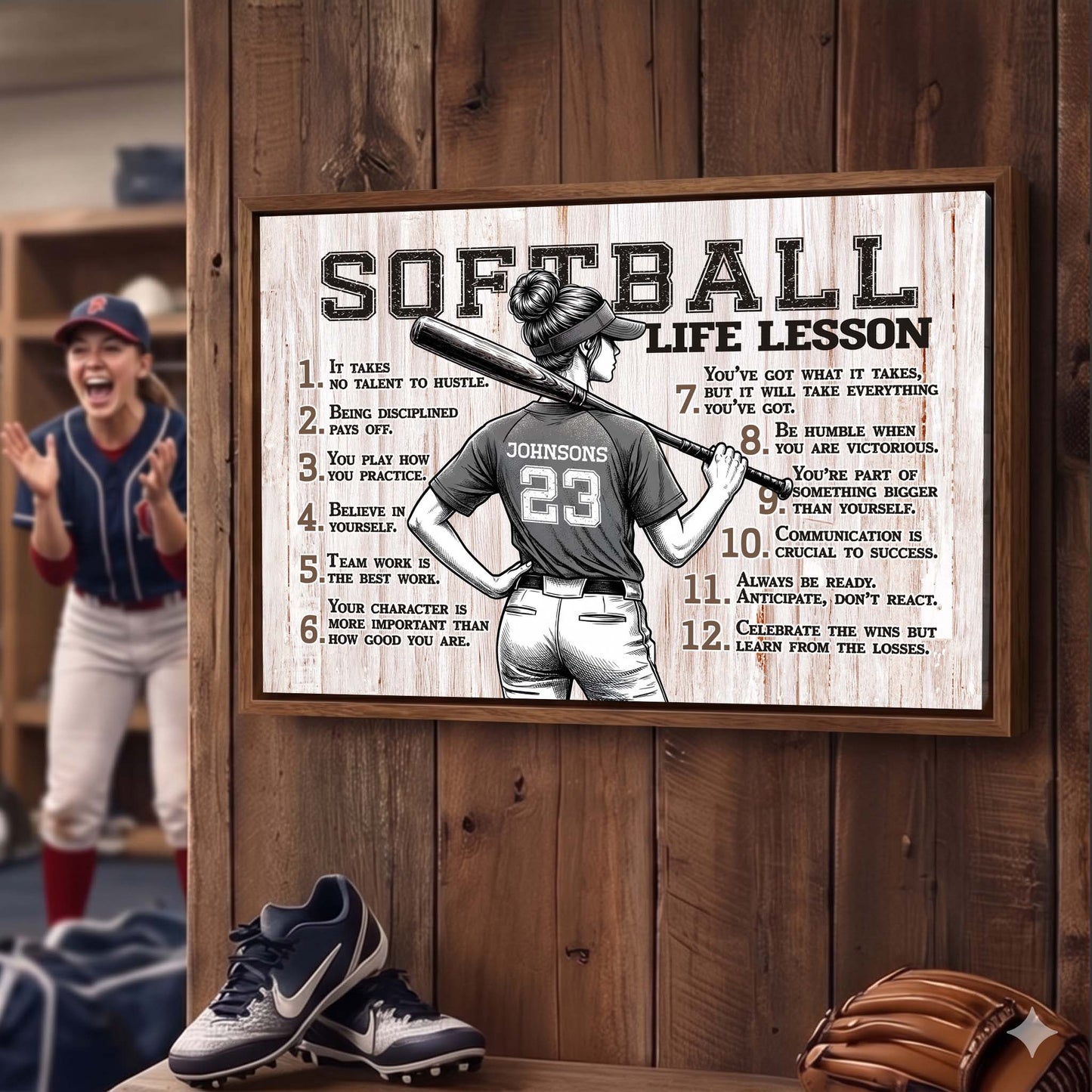 Softball Life Lessons Personalized Canvas Sports Room