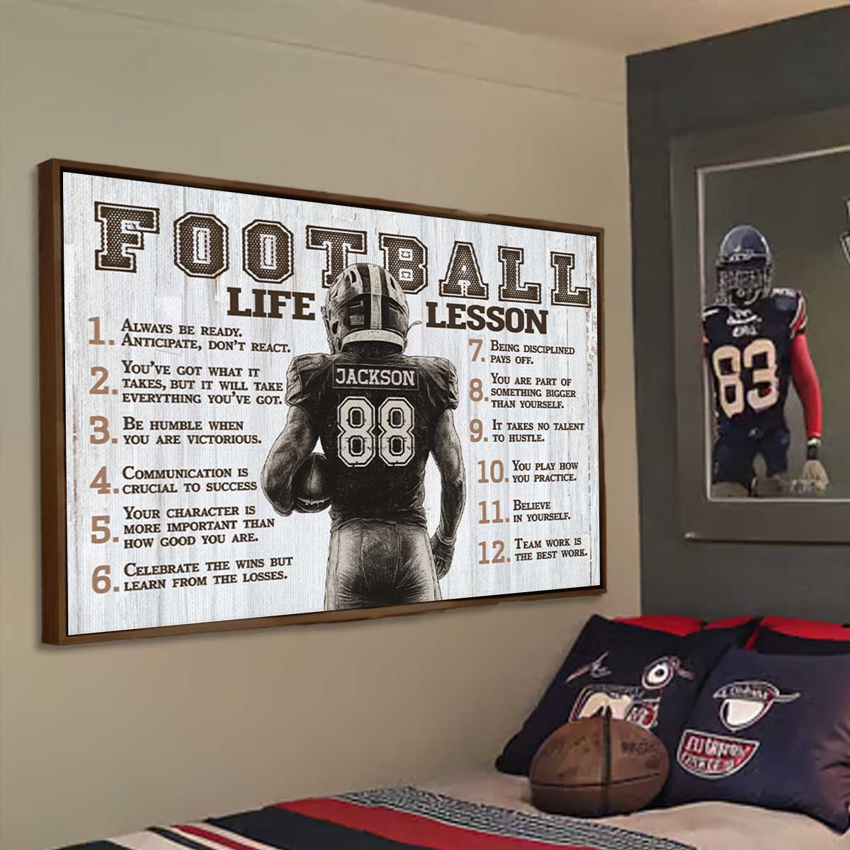 Football Life Lessons Personalized Canvas Sports Room