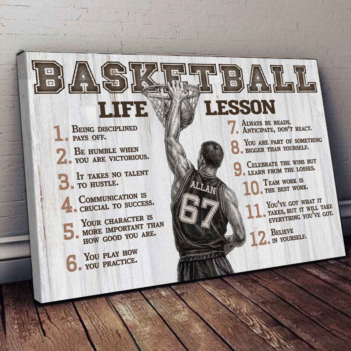 Basketball Life Lessons Personalized Canvas Sports Room