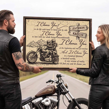 I'd Choose You Custom Biker Couple Canvas