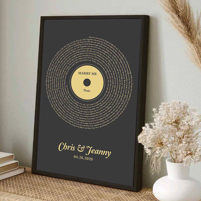 Classic Vinyl Song Lyrics Canvas