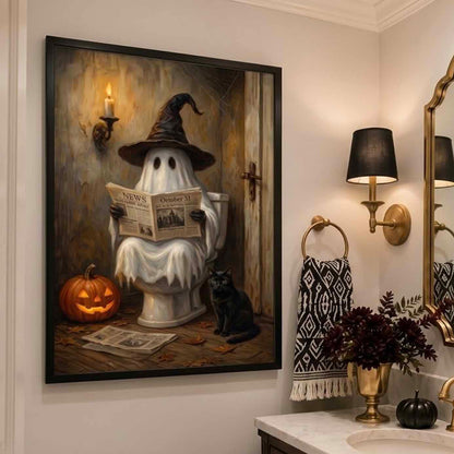 The Boo-throom Funny Ghost Bathroom Canvas Poster