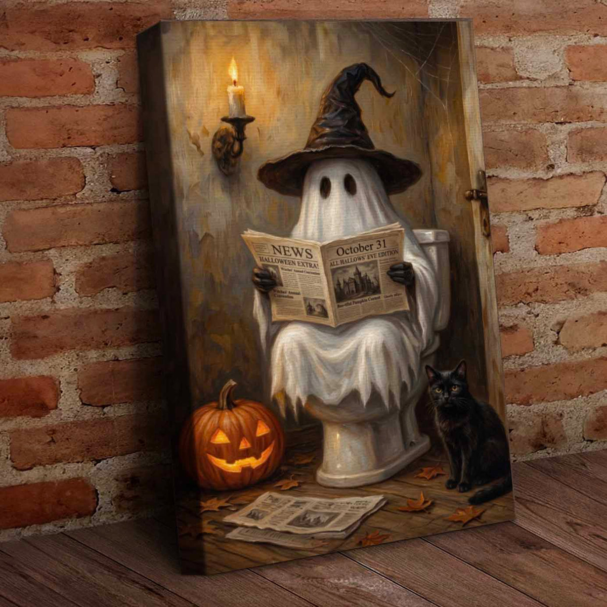The Boo-throom Funny Ghost Bathroom Canvas Poster