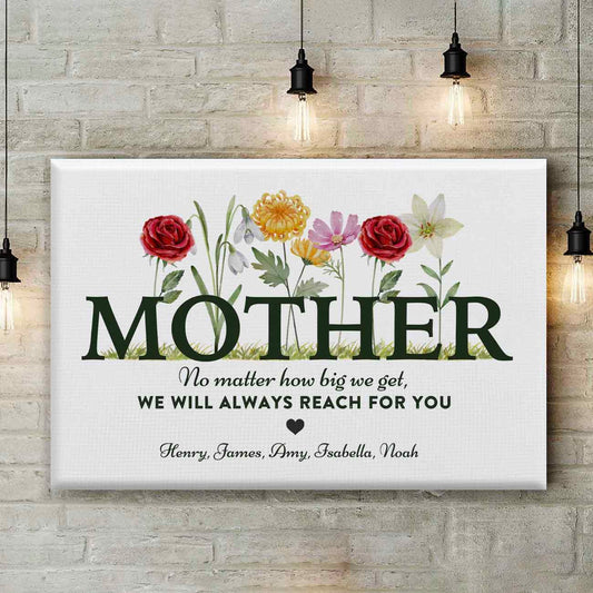 You Are The World - Personalized Birth Flower Canvas for Mom Grandma