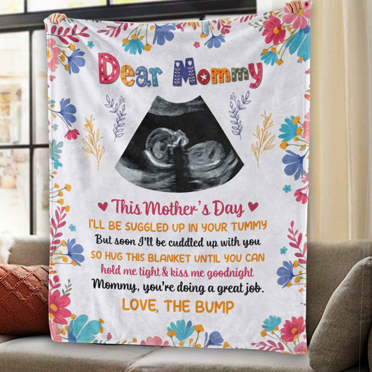 The Bump Plush Blanket Custom Ultrasound Photo Pregnancy Gift For Mom