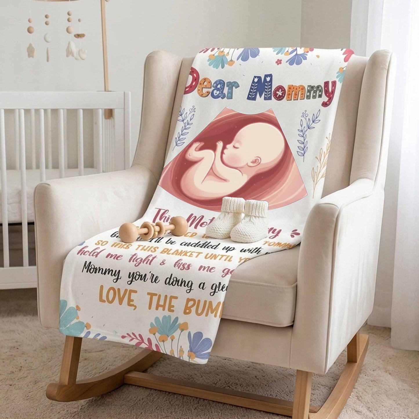 The Bump Plush Blanket Custom Ultrasound Photo Pregnancy Gift For Mom