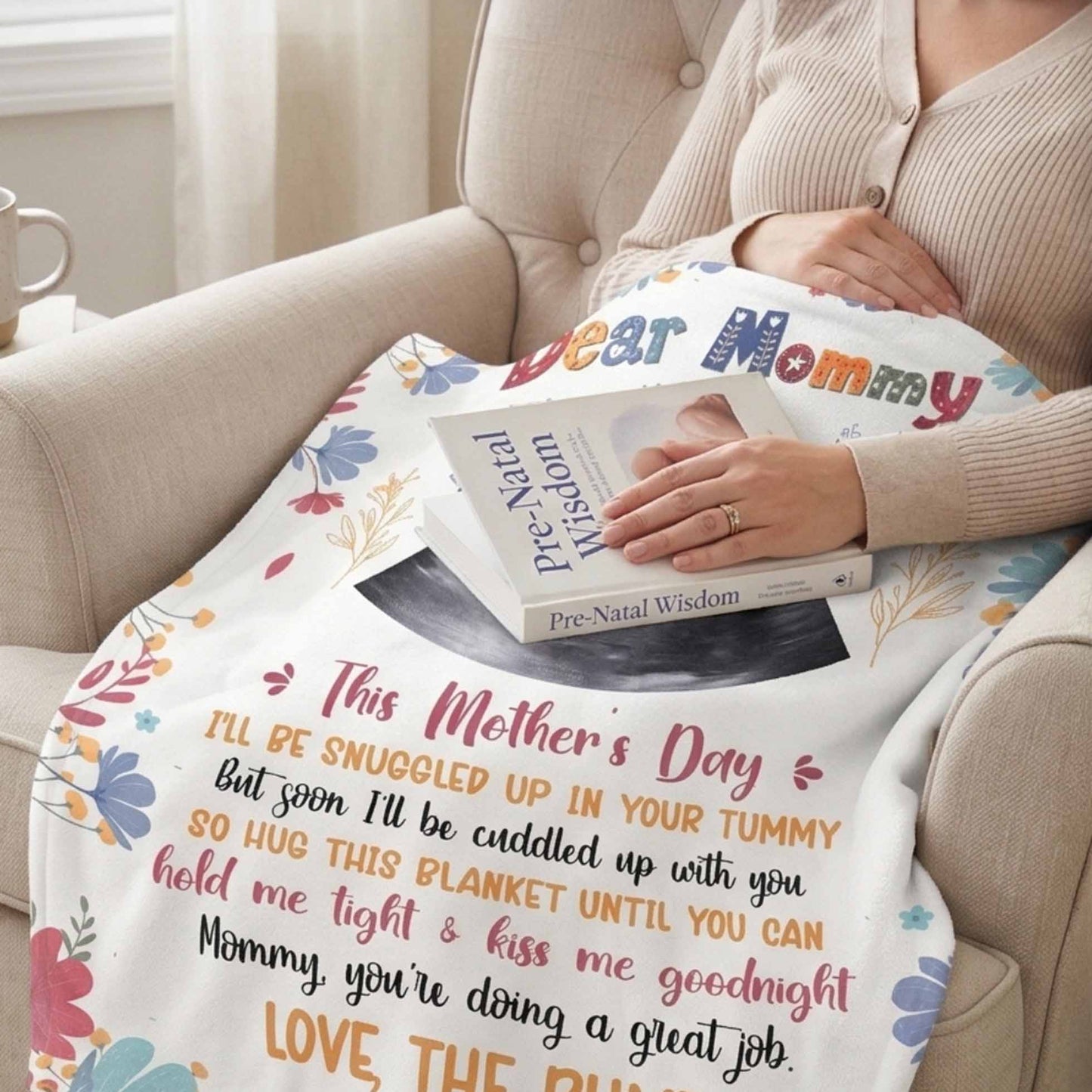 The Bump Plush Blanket Custom Ultrasound Photo Pregnancy Gift For Mom