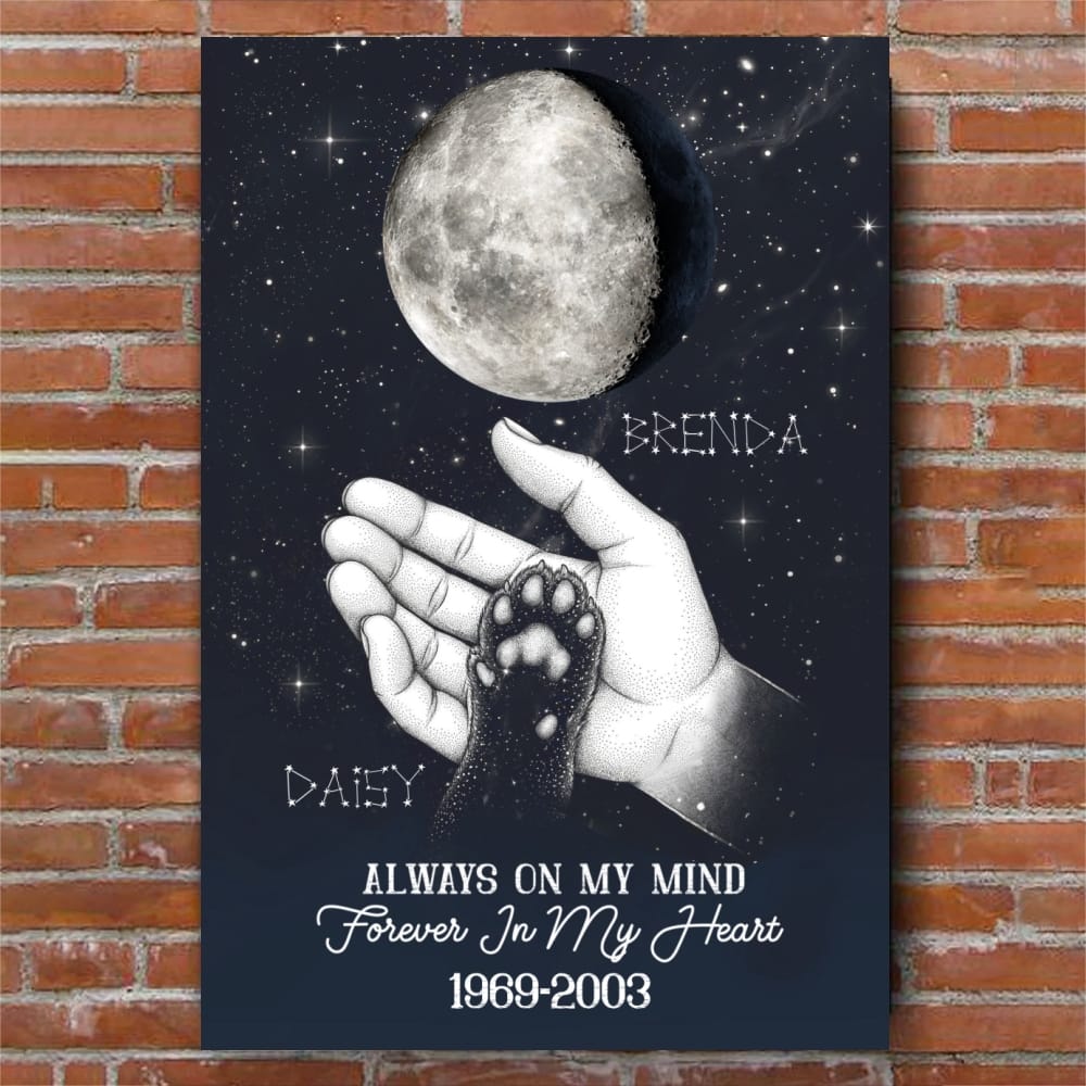 Always On My Mind Custom Moon Phase Pet Memorial Canvas