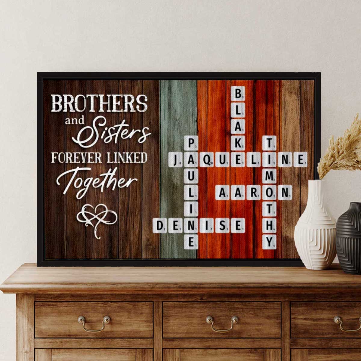 Forever Linked Together Custom Crossword Scrabble Canvas