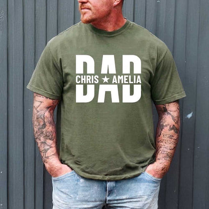 Custom Dad Grandpa Heavyweight Shirt With Kids Names