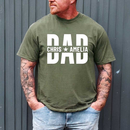 Custom Dad Grandpa Heavyweight Shirt With Kids Names