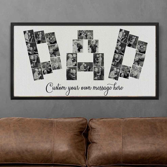 Custom Dad Black and White Photo Collage Canvas