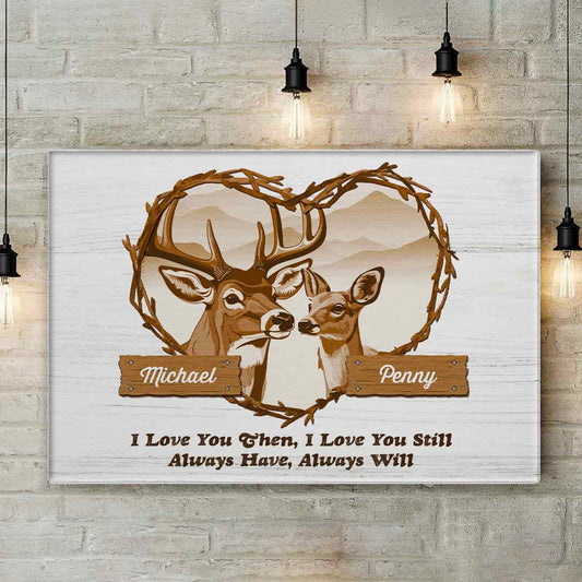 Deer Couple Love Custom Name Canvas