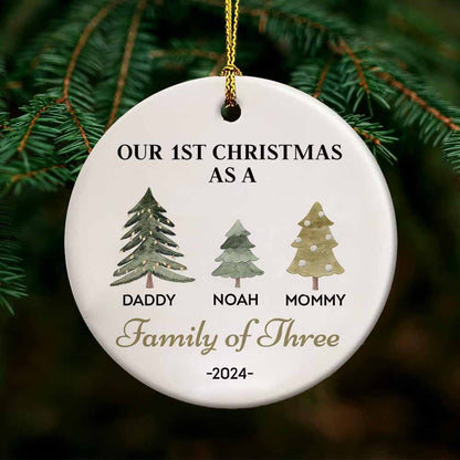 Family of Three Custom Baby's First Ornament