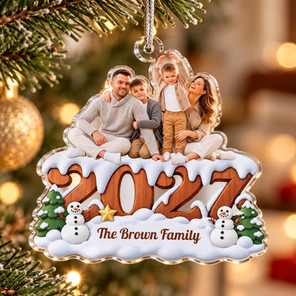 Family Photo Christmas  Custom Shaped Acrylic Ornament