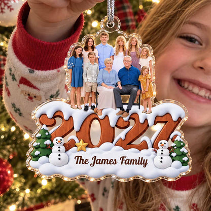 Family Photo Christmas  Custom Shaped Acrylic Ornament