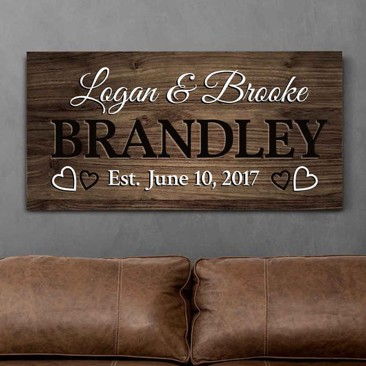 Custom Couple Last Name Canvas Print