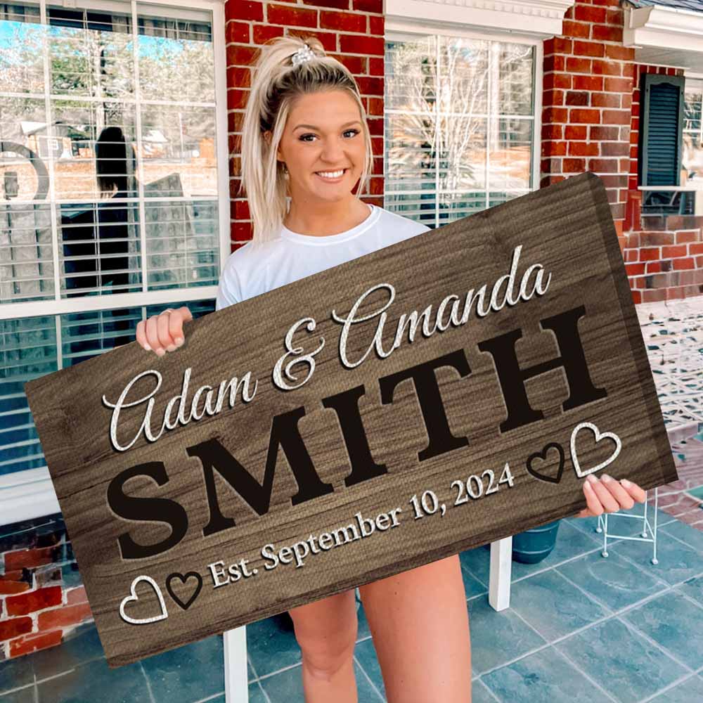 Custom Couple Last Name Canvas Print