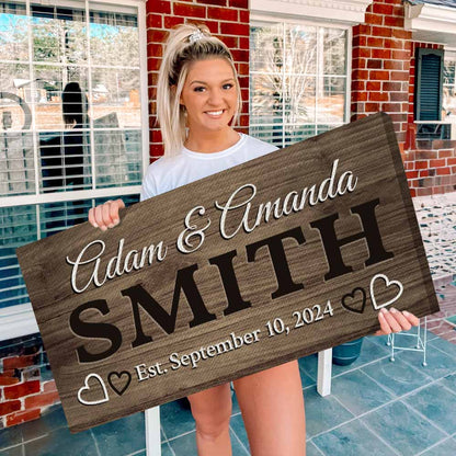 Custom Couple Last Name Canvas Print