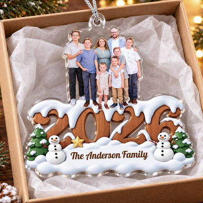 Family Photo Christmas  Custom Shaped Acrylic Ornament