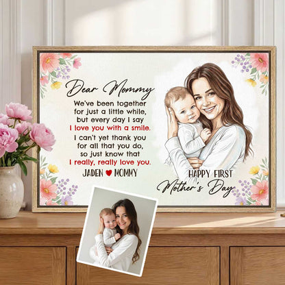 First Mother's Day Gift From Baby Custom Photo Art Canvas