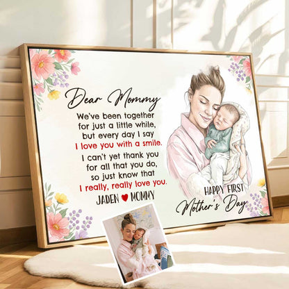 First Mother's Day Gift From Baby Custom Photo Art Canvas