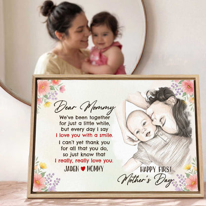 First Mother's Day Gift From Baby Custom Photo Art Canvas