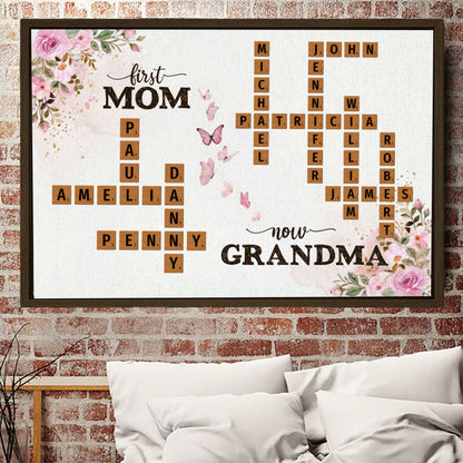 First Mom Now Grandma Custom Scrabble Names Canvas