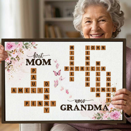 First Mom Now Grandma Custom Scrabble Names Canvas