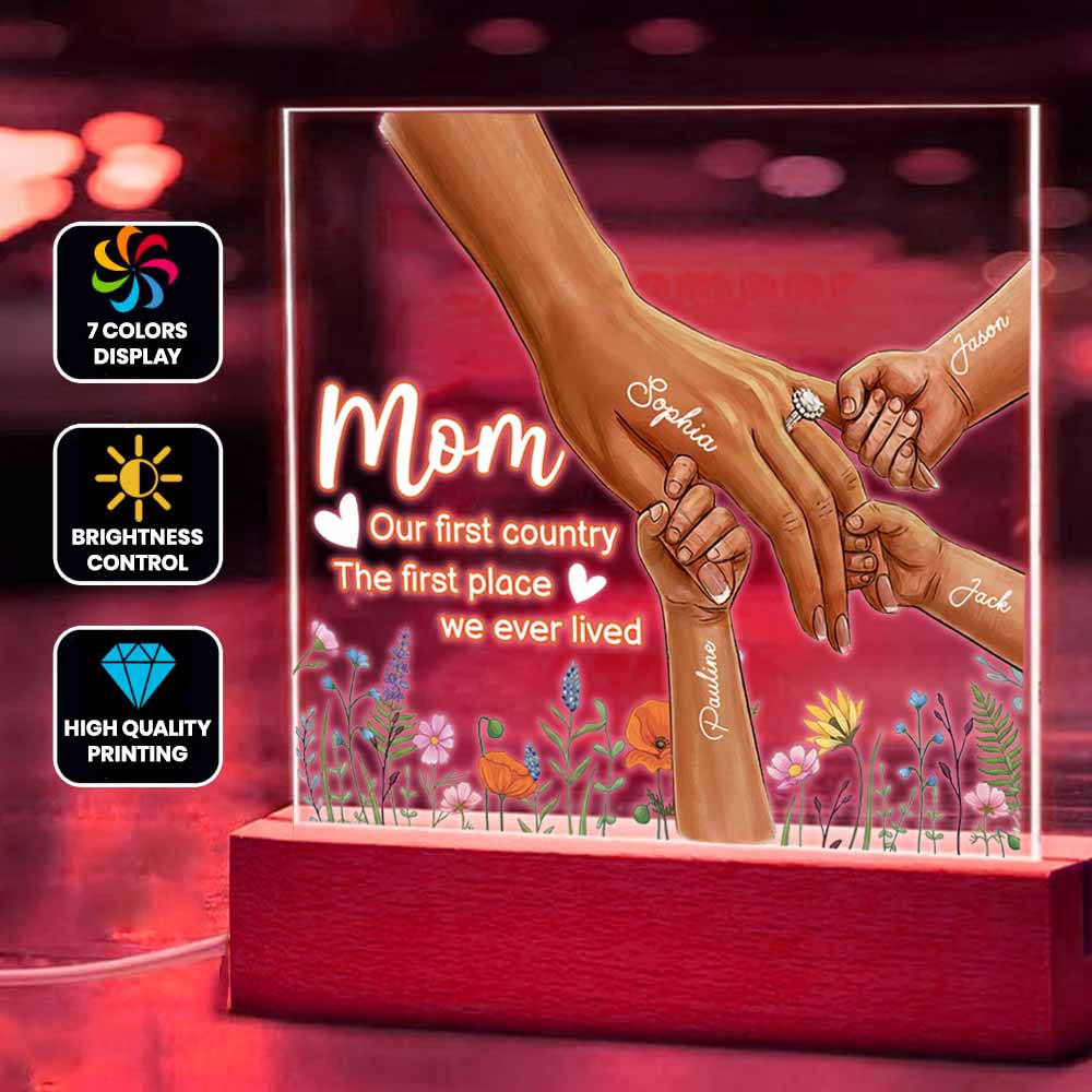 Mom Our First Country Custom Acrylic Keepsake Light