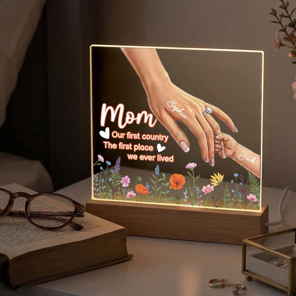 Mom Our First Country Custom Acrylic Keepsake Light