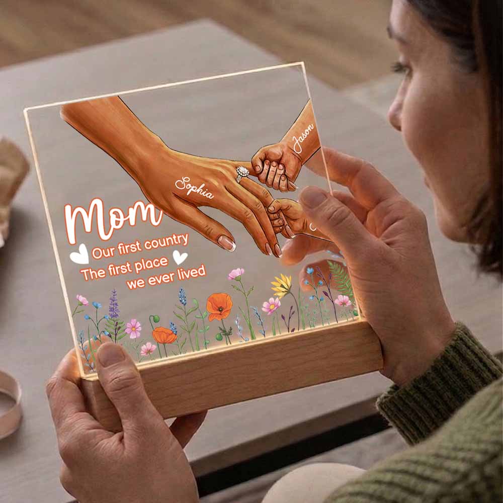Mom Our First Country Custom Acrylic Keepsake Light