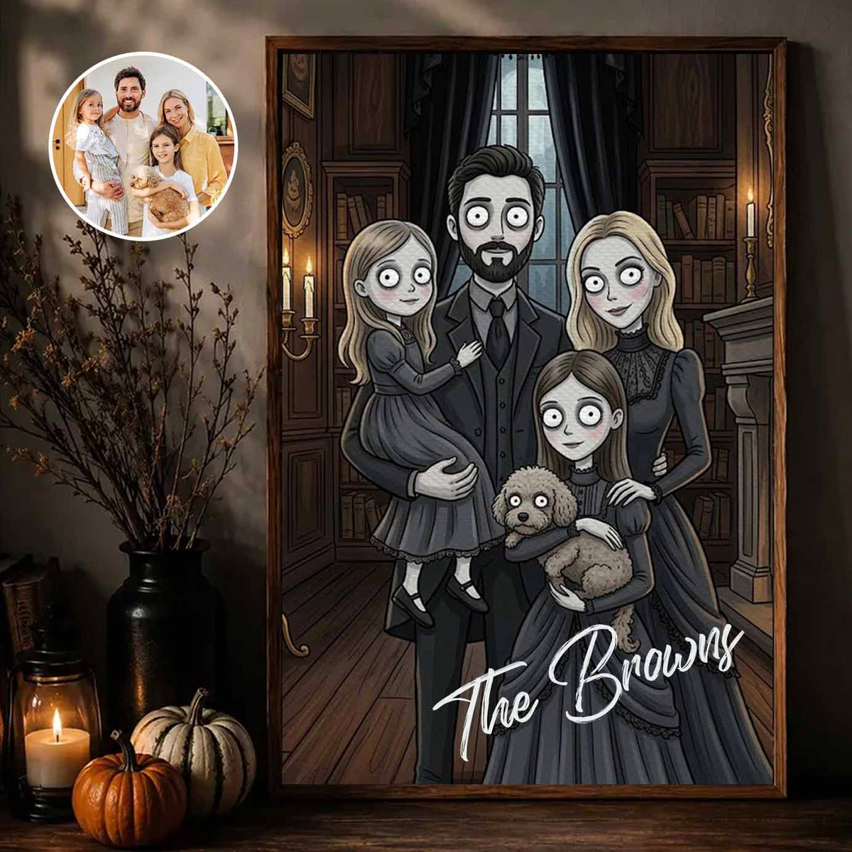 Custom Gothic Portrait Art Family Couple Canvas Poster