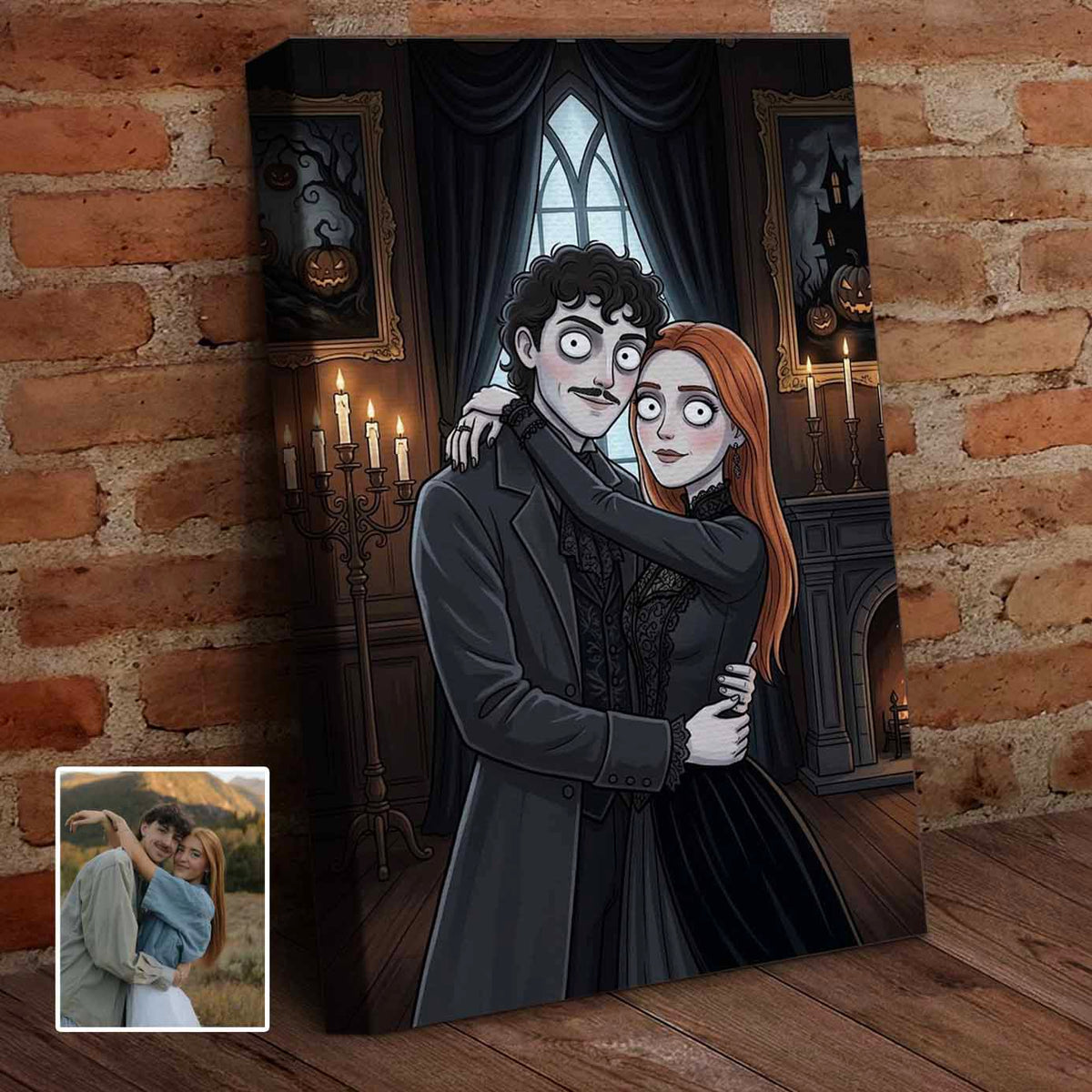 Custom Gothic Portrait Art Family Couple Canvas Poster